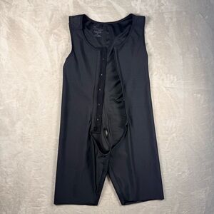 Isavela Full Body Front Zip Compression Garment Black Open Gusset Shapewear